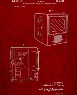 PP1115-Burgundy Tube Television Patent Poster