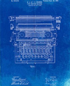 PP1118-Faded Blueprint Underwood Typewriter Patent Poster