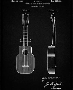 PP1117-Vintage Black Ukulele Patent Poster