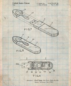 PP1120-Antique Grid Parchment USB Flash Drive Patent Poster