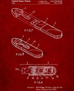 PP1120-Burgundy USB Flash Drive Patent Poster