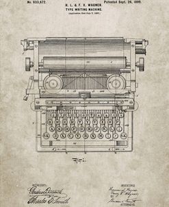 PP1118-Sandstone Underwood Typewriter Patent Poster