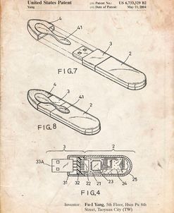 PP1120-Vintage Parchment USB Flash Drive Patent Poster