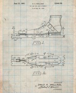 PP1124-Antique Grid Parchment Vintage Ski’s Patent Poster