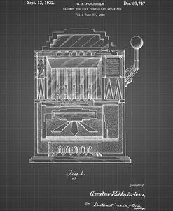 PP1125-Black Grid Vintage Slot Machine 1932 Patent Poster