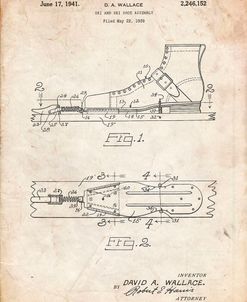 PP1124-Vintage Parchment Vintage Ski’s Patent Poster