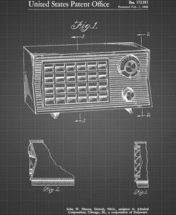 PP1126-Black Grid Vintage Table Radio Patent Poster