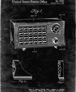 PP1126-Black Grunge Vintage Table Radio Patent Poster
