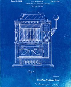 PP1125-Faded Blueprint Vintage Slot Machine 1932 Patent Poster