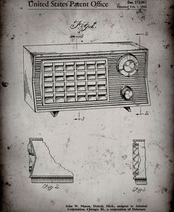 PP1126-Faded Grey Vintage Table Radio Patent Poster