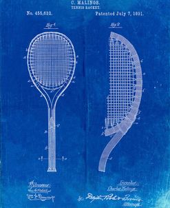 PP1127-Faded Blueprint Vintage Tennis Racket 1891 Patent Poster