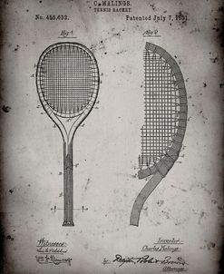 PP1127-Faded Grey Vintage Tennis Racket 1891 Patent Poster