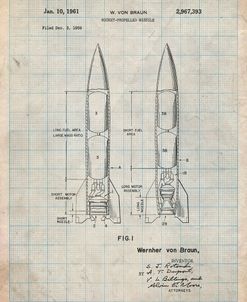 PP1129-Antique Grid Parchment Von Braun Rocket Missile Patent Poster