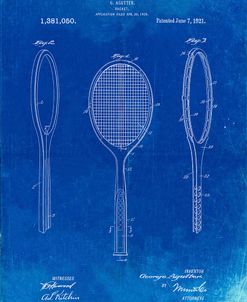 PP1128-Faded Blueprint Vintage Tennis Racket Patent Poster