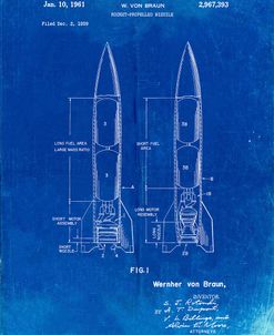 PP1129-Faded Blueprint Von Braun Rocket Missile Patent Poster