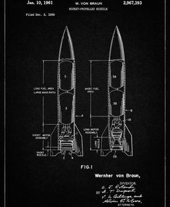 PP1129-Vintage Black Von Braun Rocket Missile Patent Poster