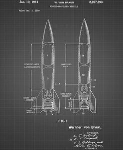 PP1129-Black Grid Von Braun Rocket Missile Patent Poster
