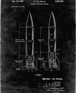 PP1129-Black Grunge Von Braun Rocket Missile Patent Poster