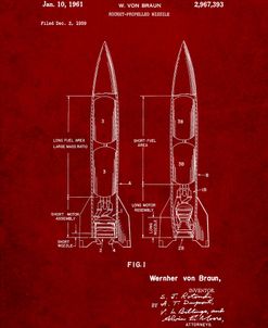PP1129-Burgundy Von Braun Rocket Missile Patent Poster