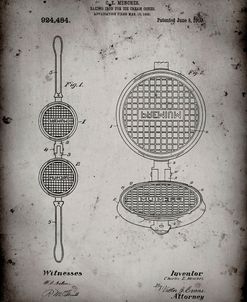PP1130-Faded Grey Waffle Iron for Ice Cream Cones 1909 Patent Poster