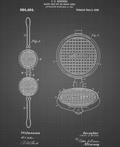 PP1130-Black Grid Waffle Iron for Ice Cream Cones 1909 Patent Poster