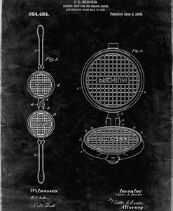 PP1130-Black Grunge Waffle Iron for Ice Cream Cones 1909 Patent Poster