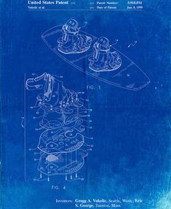 PP1131-Faded Blueprint Wakeboard Patent Poster