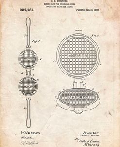 PP1130-Vintage Parchment Waffle Iron for Ice Cream Cones 1909 Patent Poster
