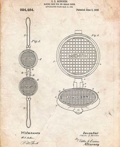 PP1130-Vintage Parchment Waffle Iron for Ice Cream Cones 1909 Patent Poster