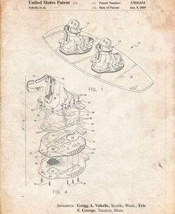 PP1131-Vintage Parchment Wakeboard Patent Poster