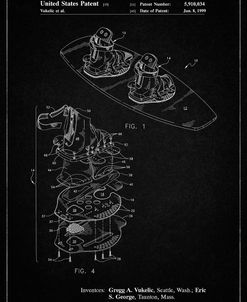 PP1131-Vintage Black Wakeboard Patent Poster