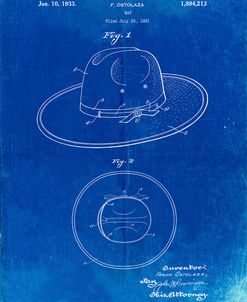 PP1134-Faded Blueprint Wide Brimmed Hat 1937 Patent Poster