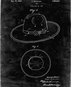 PP1134-Black Grunge Wide Brimmed Hat 1937 Patent Poster