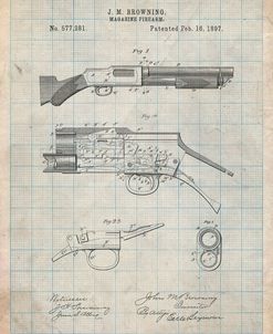 PP1136-Antique Grid Parchment Winchester Model 1897 Shotgun