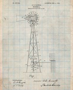 PP1137-Antique Grid Parchment Windmill 1906 Patent Poster