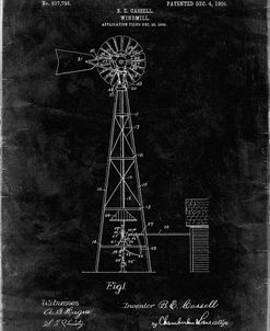 PP1137-Black Grunge Windmill 1906 Patent Poster