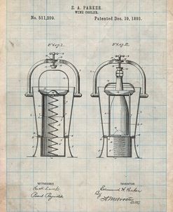 PP1138-Antique Grid Parchment Wine Cooler 1893 Patent Poster