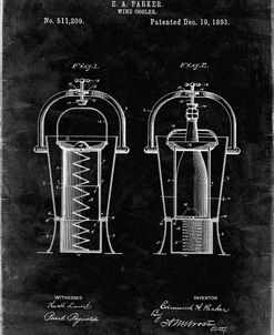 PP1138-Black Grunge Wine Cooler 1893 Patent Poster