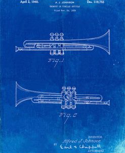 PP1140-Faded Blueprint York Trumpet 1939 Patent Poster