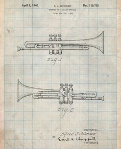 PP1140-Antique Grid Parchment York Trumpet 1939 Patent Poster