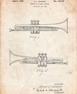 PP1140-Vintage Parchment York Trumpet 1939 Patent Poster