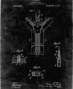 PP1143-Black Grunge Zipper 1917 Patent Poster