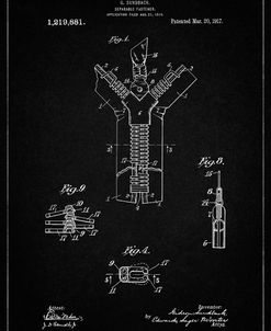 PP1143-Vintage Black Zipper 1917 Patent Poster