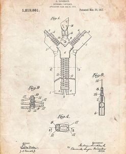 PP1143-Vintage Parchment Zipper 1917 Patent Poster