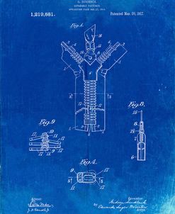 PP1143-Faded Blueprint Zipper 1917 Patent Poster