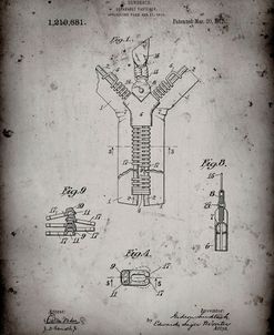 PP1143-Faded Grey Zipper 1917 Patent Poster