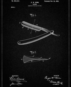 PP1178-Vintage Black Straight Razor Patent Poster