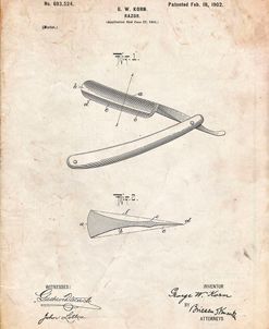 PP1178-Vintage Parchment Straight Razor Patent Poster