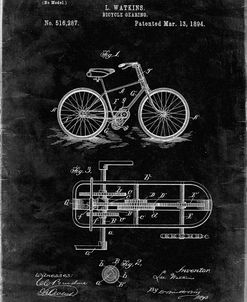 PP51-Black Grunge Bicycle Gearing 1894 Patent Poster
