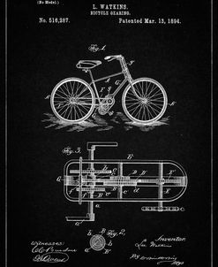 PP51-Vintage Black Bicycle Gearing 1894 Patent Poster